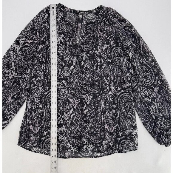 KUT from the Kloth Sheer Button Frontballoon Sleeve Blouse Size M, Preppy Office - Picture 10 of 11